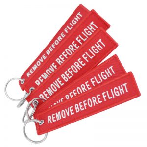 remove before flight keychain