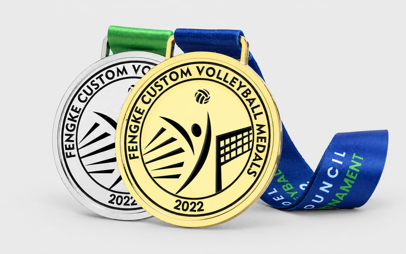 Custom volleyball medals with team logo