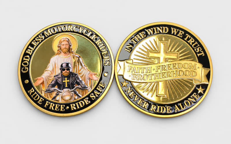 Custom motorcycle club challenge coins