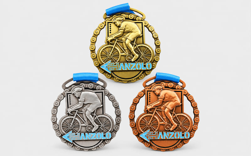 Custom cycling medals for road races and bike events