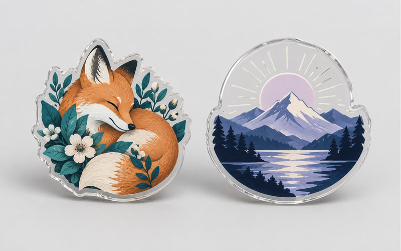 Artwork and printing for custom acrylic pins