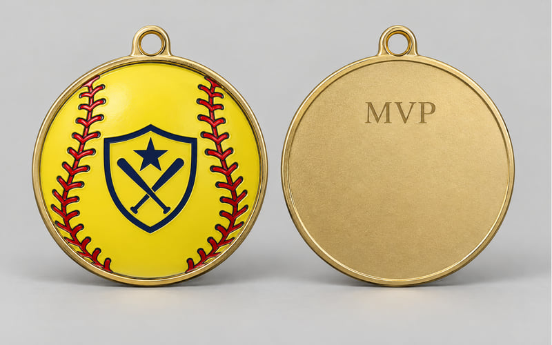 Custom softball medal design and award details