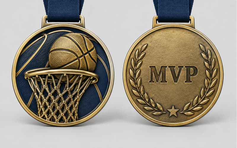 Custom basketball medal design and award details