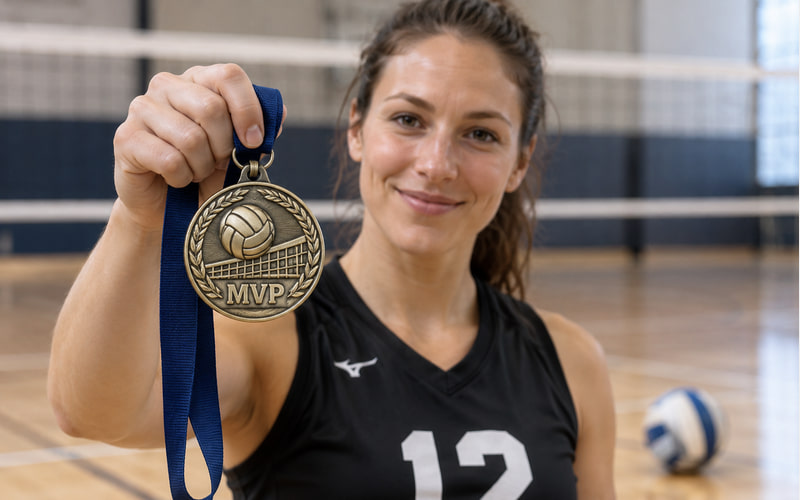 Custom volleyball MVP and individual award medals