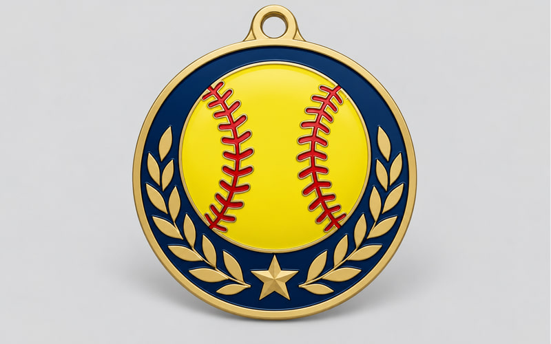 Enamel softball medals