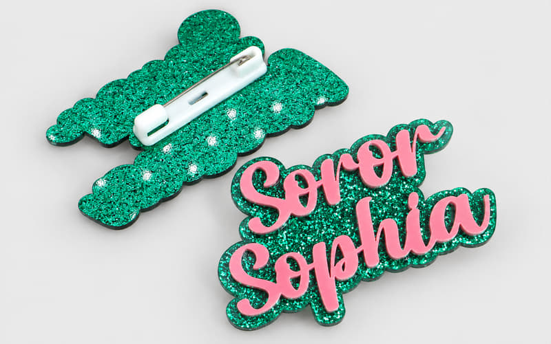 Surface effects for custom acrylic pins