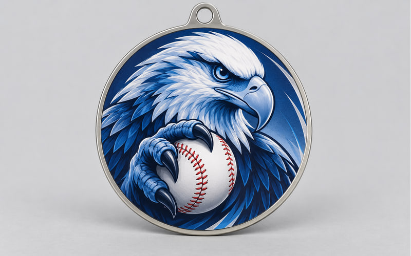Full-color printed baseball medals