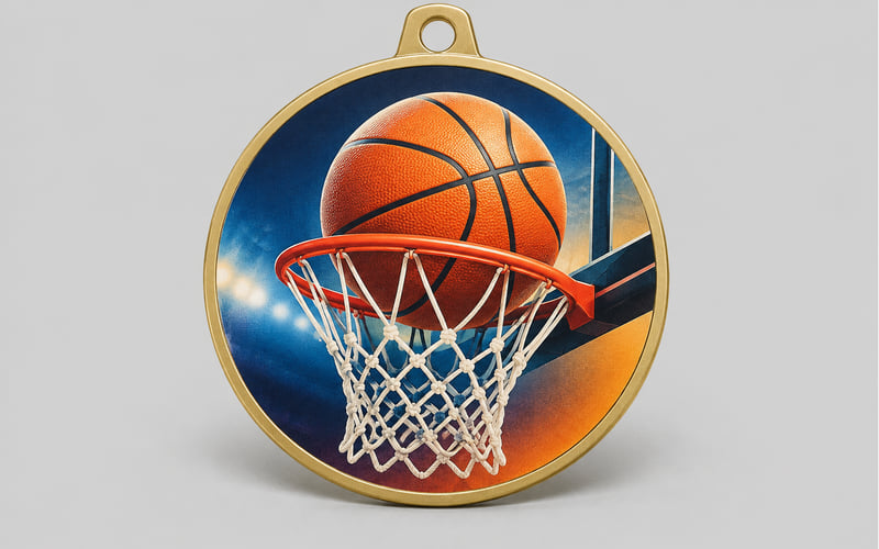 Full-color printed basketball medals