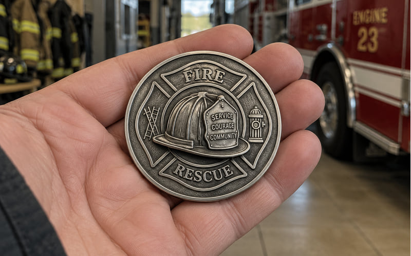 Custom die struck challenge coins for military and first responders