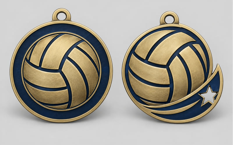 Volleyball medal shape and size options