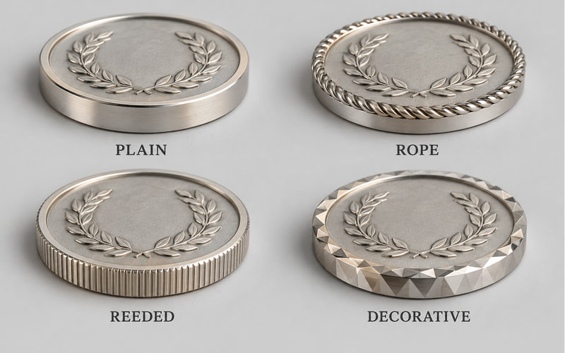 Custom motorcycle club challenge coin edge options