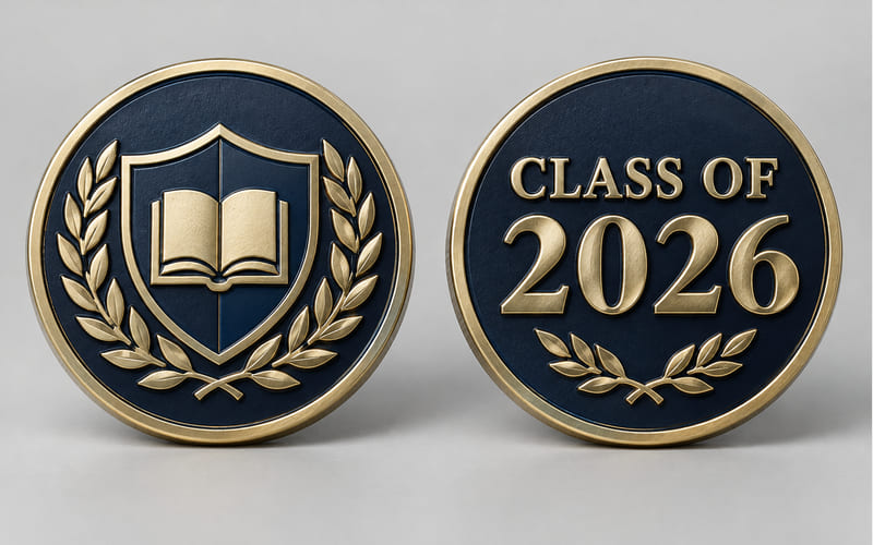 School artwork options for custom challenge coins