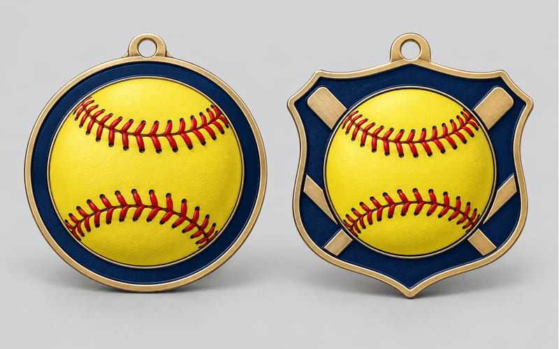Softball medal shape and size options