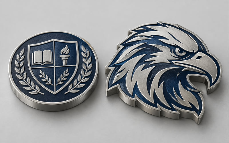 Shape and size options for custom school challenge coins