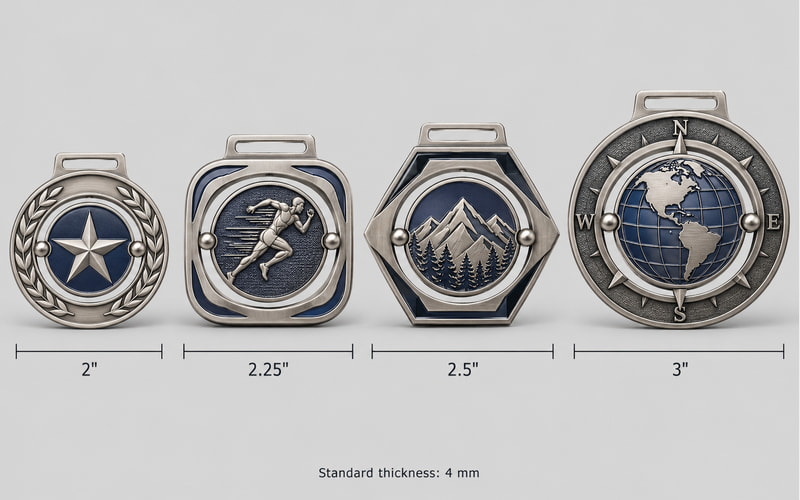 Custom spinner medal shape and size options